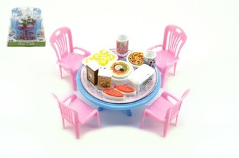 Stůl a židle s doplňky plast 12cm různé barvy