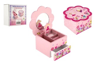 Skříňka Princess dřevo hrající květina 1 šuplíček 14,5x8x14,5cm