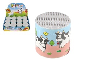 Plechovka zvuk krávy plast 6x6cm