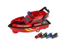 Loď/Člun záchranářský plast 14cm na setrvačník 4 druhy 12ks v boxu