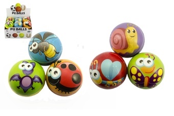 Míček pěnový zvířátko 10cm mix barev 12ks v boxu