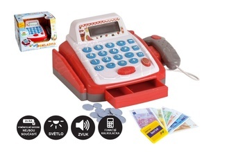 Pokladna malá digitální plastová 18cm s doplňky se zvukem a světlem
