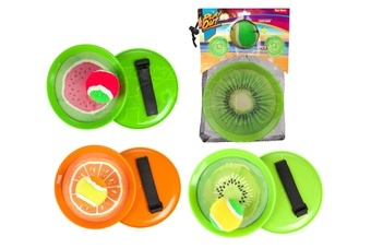 Lambáda/Catch ball hra s míčkem na suchý zip ovoce  18cm 3 druhy v látkovém sáčku
