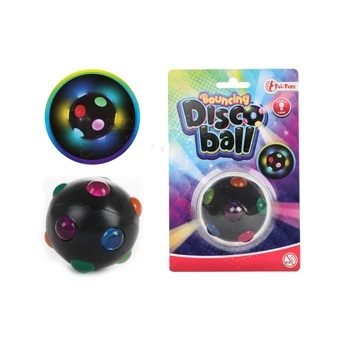 Míček skákací svítící Disco 6cm na baterie se světlem na kartě 11x17cm
