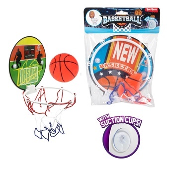 Koš na basketbal na přísavky + míček 17cm v sáčku 18x25cm