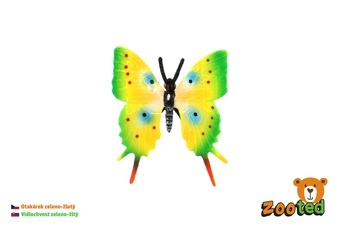 Motýl tropický Papilio/otakárek zeleno-žlutý zooted plast 5,5cm