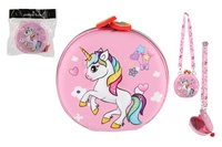 Kabelka/Peněženka jednorožec dětská se šňůrkou látka 14cm v sáčku