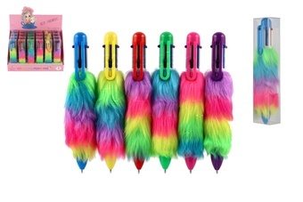 Propiska/pero plyšová 6 barev plast 14cm 6 barev v plastové krabičce 24ks v boxu