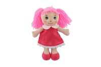 Panenka Mazlinka hadrová s růžovými vlásky látka 31cm 0m+