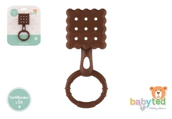 Chrastíček keksík babyted chrastítko silikon 13x5cm na kartě 0m+