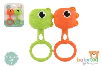 Chrastíček dino 2ks babyted chrastítko silikon 13x5cm na kartě 0m+