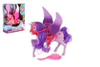 Jednorožec/kůň s křídly česací s hřebenem plastový 22cm různé barvy