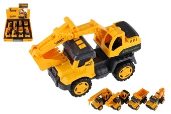 Auto stavební nákladní kov/plast 13cm na setrvačník 4 druhy 8ks v boxu