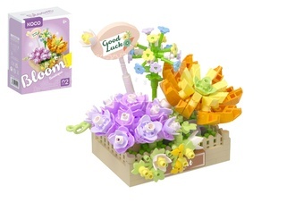 Stavebnice mini KOCO Květinové aranžmá sukulentů plast 295 dílků v krabičce 11x15x6cm