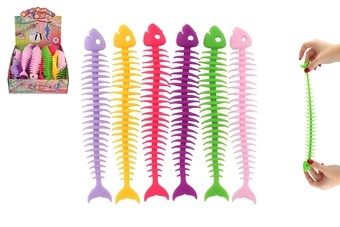 Hračka antistresová rybí kostra natahovací silikon 25cm