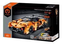 Stavebnice iM.MASTER 2v1 auto na zpětné natažení plast 278 dílků oranžové v krabici 29x20x6cm