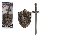 Meč rytířský se štítem na kartě