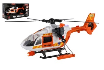 Vrtulník/Helikoptéra záchranářská plast 32cm na baterie se světlem se zvukem v krabici 34,5x19x12cm