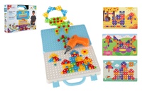 Stavebnice 3D šroubovací plast kreativní kufřík s vrtačkou na baterie se šablonami v krabici 31x24cm