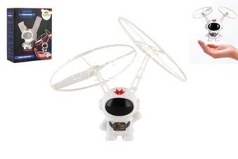 Galaxík kosmonaut s vrtulemi reagující na pohyb ruky s USB kabelem bílý v krabici 13x15,5cm