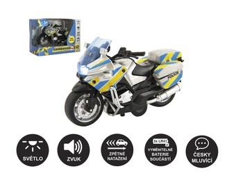 Motorka policejní na zpětné natažení se světlem a zvukem 12cm