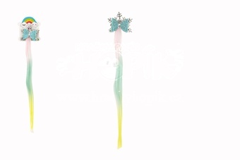 Spona do vlasů vločka s mašlí s duhovým příčeskem kov/plast 7x38cm v sáčku