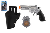 Policejní pistole klapací 20 cm v pouzdru  s odznakem plast na kartě