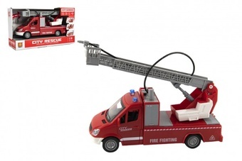 +Auto hasiči plast 27cm na setrvačník na baterie se zvukem se světlem v krabici 32x19x12cm