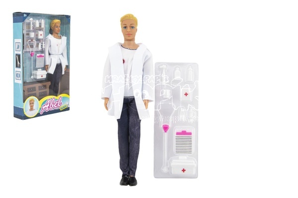 Panáček doktor plast 30cm s doplňky v krabici 20x33x5cm