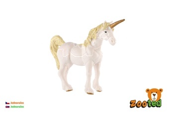 Jednorožec bílo-zlatý zooted plast 16cm v sáčku