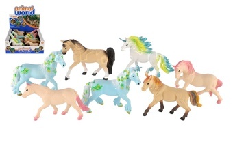 Kůň/jednorožec plast 15cm mix barev 12ks v boxu