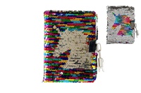 Zápisník/blok s flitry měnícími se zámkem v sáčku 11x15x2cm