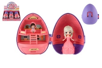 Panenka princezna ve vajíčku plast 11cm s doplňky 2 barvy 6ks v boxu