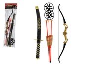 Ninja sada meč s doplňky plast hvězdice 2ks, luk + šípy na přísavku 3ks v sáčku 17x60x5cm