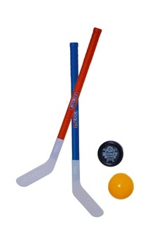 Hokejka pozemní plastová 2ks 72cm + florbalový míček a puk