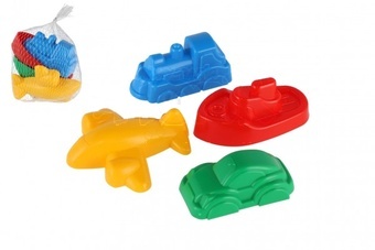 Formičky Bábovky na písek 4ks plast dopravní prostředky