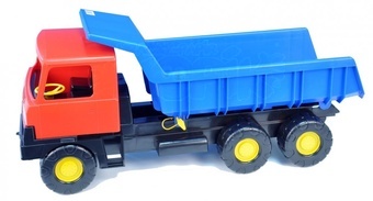 Auto nákladní korba modrá kabina červená plast 75cm