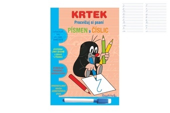 Sešit aktivit Procvičuj si písmena a číslice Krtek + stíratelný popisovač v sáčku 16,5x24x2cm