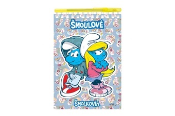 Poznámkový blok/notes Šmoulové s perem kroužkový linkovaný/prázdný 60 stran 15x22cm v sáčku