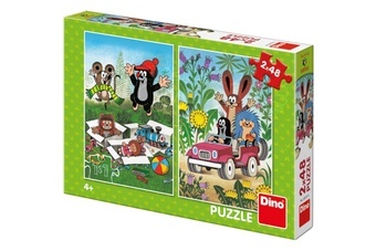 Puzzle Krtek se Raduje 2x48 dílků 18x26cm v krabici 27x19x4cm