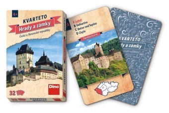Kvarteto Hrady a zámky společenská hra karty 32ks v papírové krabičce 7x11x1cm