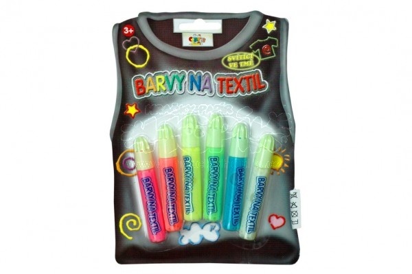 Barvy na textil svítící ve tmě 6ks