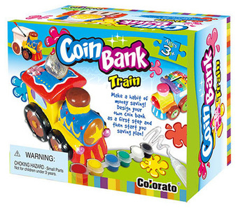 Kreativní sada Pokladnička k vymalování mašinka s doplňky