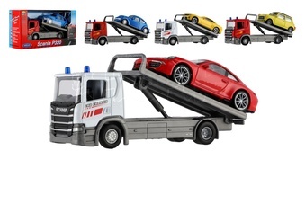 Auto odtahovka Welly Scania P320 + auto kov/plast 15cm mix druhů
