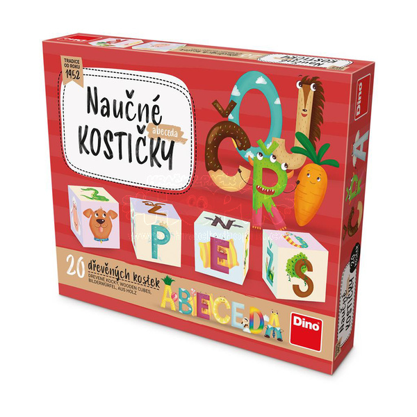 Dino Dřevěné naučné kostky Kubus Abeceda 20 kostek