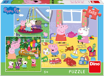 Dino Puzzle Peppa Pig na prázdninách 3 x 55 dílků