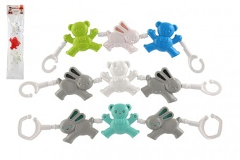 Řetěz Zábrana na kočárek medvěd zajíc plast 43cm