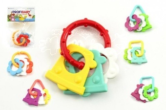 Kousátko tvary plast 8cm asst 4 barvy v sáčku od 0 měsíců