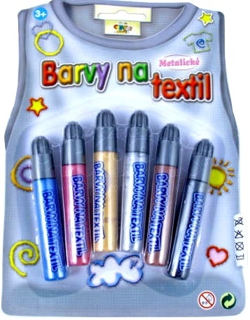 Barvy na textil metalické 6ks