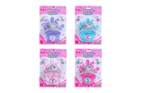 Sada krásy plast korunka, náhrdelník, naušnice, rukavičky 3 barvy na kartě 17,5x27,5cm